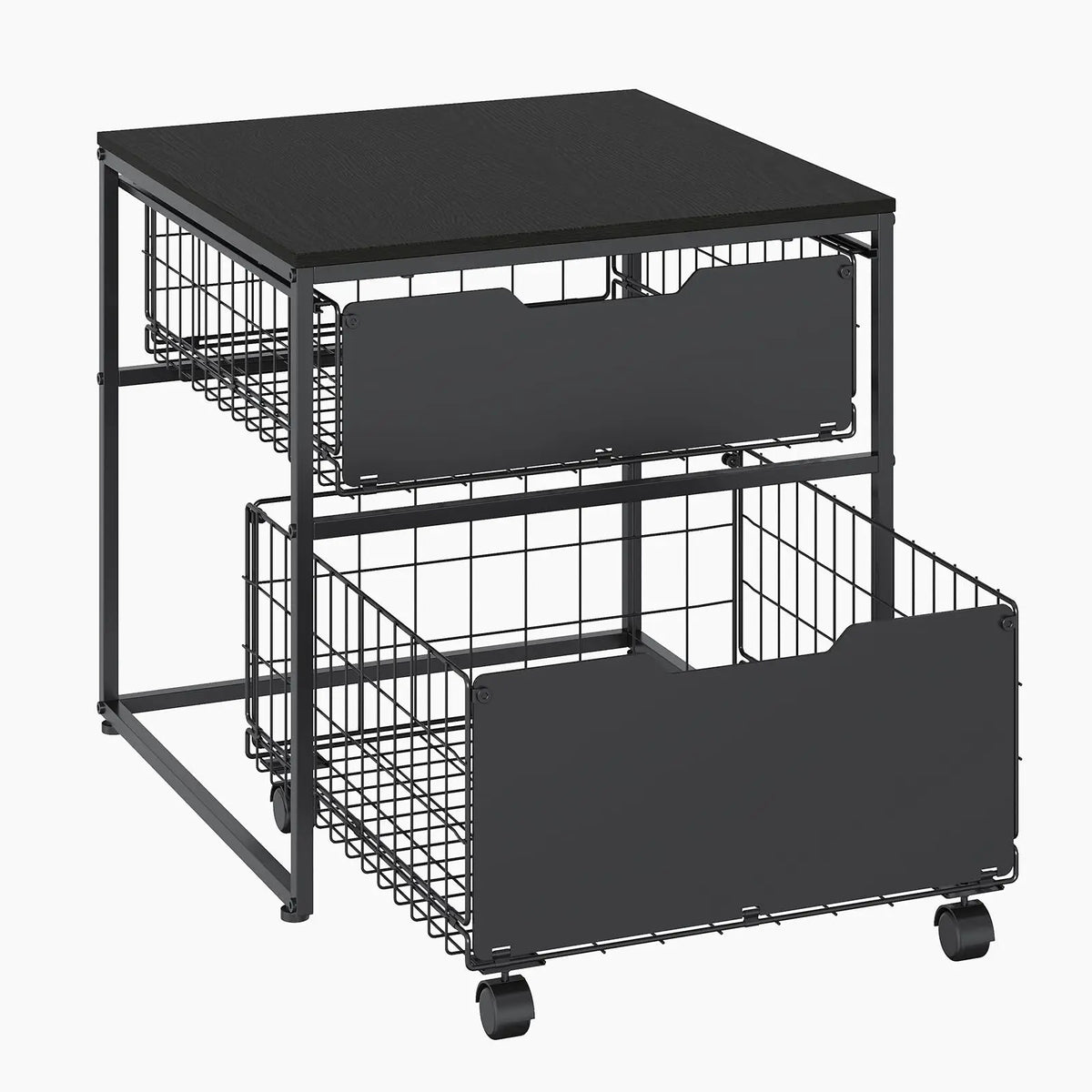 22x22 Inch Mini Fridge Stand With 2 Pull Out Storage Baskets, 4 Wheels, 300 lb Steel Frame Refrigerator Table For Dorm Kitchen Office