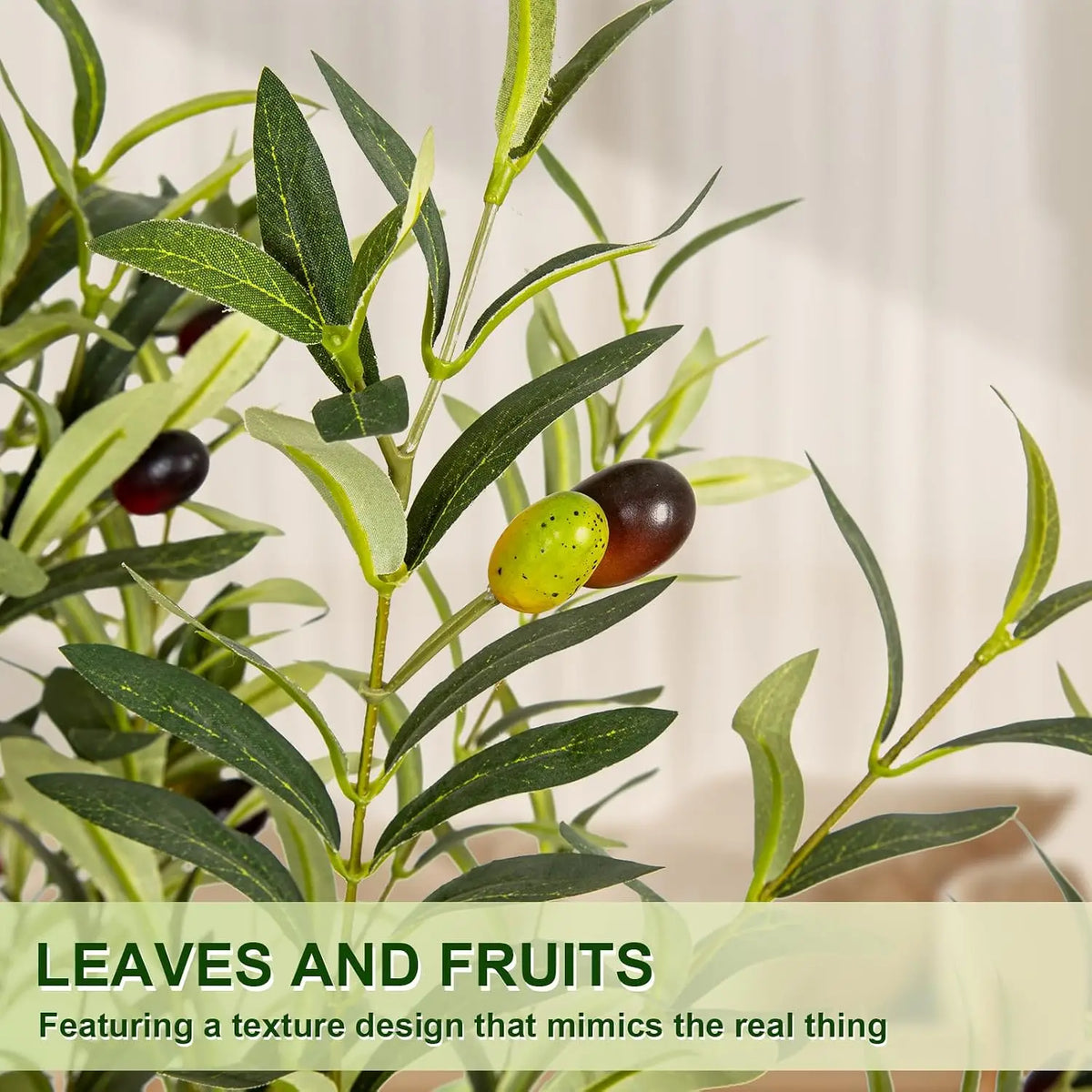 VIVATREES Olive Trees Artificial Indoor, 6FT Tall Faux Olive Tree with White Tall Planter, Artificial Plants with Natural Wood Trunk and Lifelike Fruits for Home Office Decor