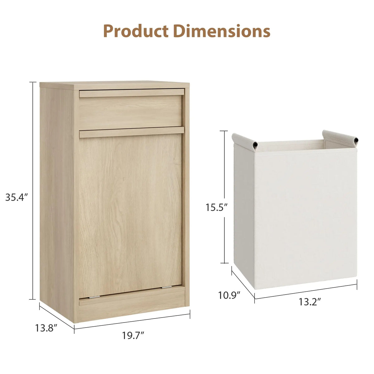Tilt Out Laundry Hamper Cabinet With Drawer, 10 Gallon Farmhouse Trash Can Cabinet, Hidden Wood Basket For Bathroom Kitchen Home
