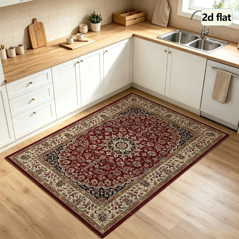 1 Piece Classic Oriental Style Rug, Soft and Comfortable, Easy to Maintain, Machine Washable, Indoor Floor Mat, Suitable for under Dining Tables, Farmhouses, Living Rooms, Bedrooms, Dining Rooms, Entryways, Offices, Hallways,