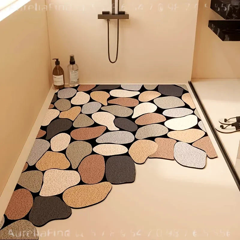 1Pc Non‑Slip Shower Mat Soft PVC Loofah‑Style Bath Mat With Drainage Holes Quick‑Drying Safety Floor Mat For Bathroom Wet Shower Area Anti‑Slip Home Bathroom Accessory