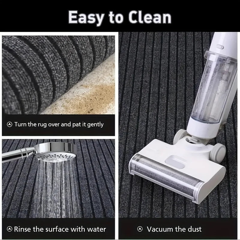 Large Striped Anti-Dirt Mat Waterproof Non-Slip Stain-Resistant Easy Clean Durable Dust-Repellent for Hallways Hotel Entrances Kitchens Bedrooms Balconies Pool Areas Bathrooms