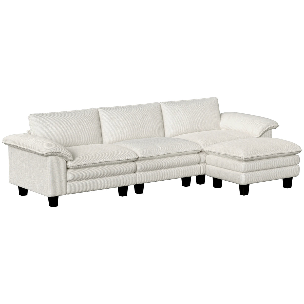 Homcom Modular Sectional Sofa Couch, 124" Oversized Cloud Couch, Beige