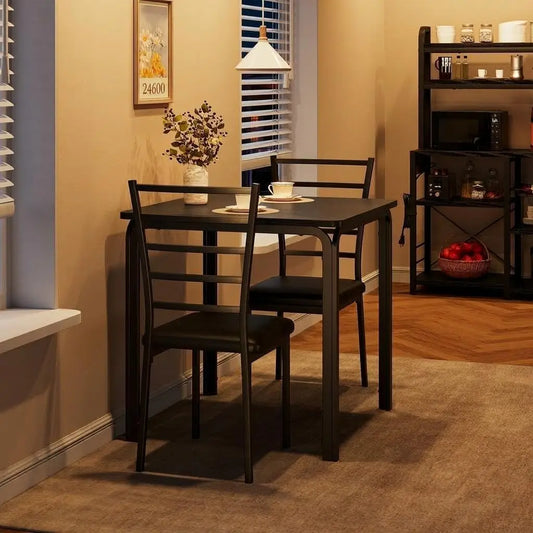Garvee 1set Dining Table and Chair Set Space Saving Dinette for Kitchen Table Dinette Set for Dining Rooms Restaurant and Apartments with 2 Upholstered Chairs