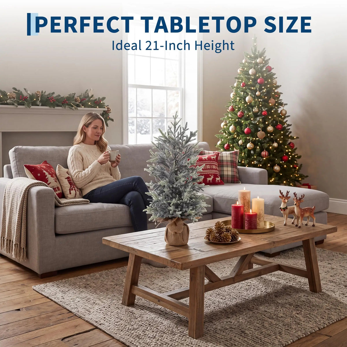 21 Inch Snow Flocked Mini Christmas Tree