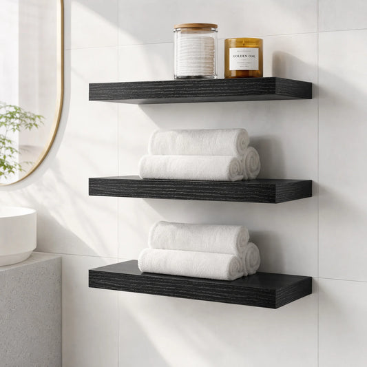 Set of 3, Floating Shelves, Wall Shelves for Bathroom/Living Room/Bedroom/Kitchen Decor, Shelves with Invisible Brackets