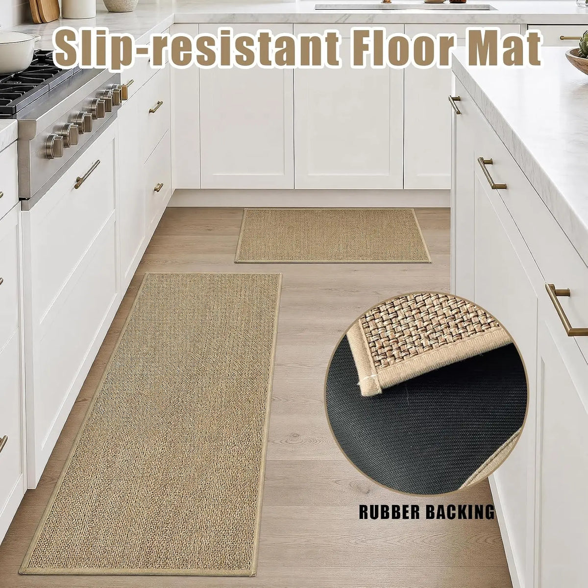 1set PrecisionAuto Absorbent Chenille Kitchen Floor Mats Waterproof Non-Slip Mats Long Strips of Dirt-Resistant Carpets Entrance Door Mats
