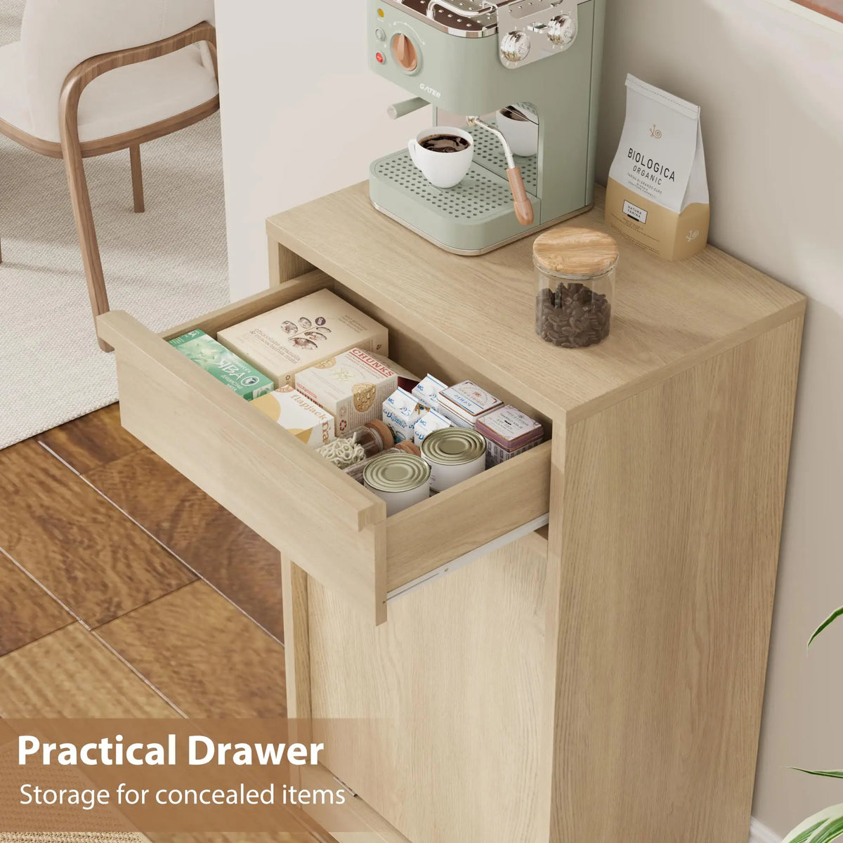 Tilt Out Laundry Hamper Cabinet With Drawer, 10 Gallon Farmhouse Trash Can Cabinet, Hidden Wood Basket For Bathroom Kitchen Home