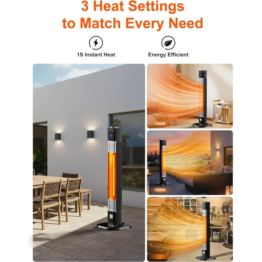 Electric Outdoor Patio Heater1500W Infrared Heater with 24H Timer Remote Waterproof Quiet Portable Space Heater for Large Room