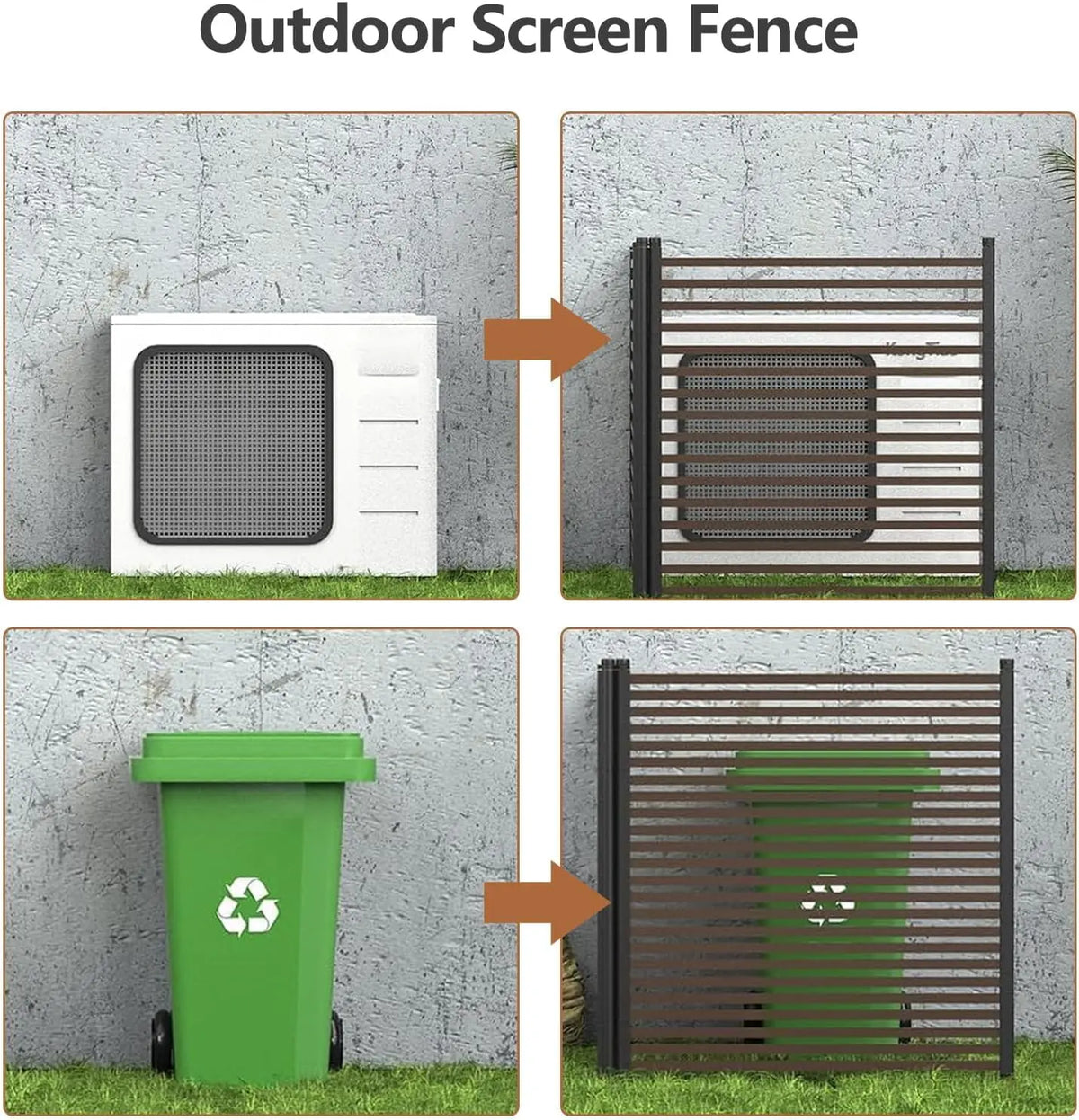 2/3-Pack Expandable PE Coated Metal Garden FenceD  waterproof & UV resistant for all weather. Easy quick assembly, hides AC units Outdoor Privacy