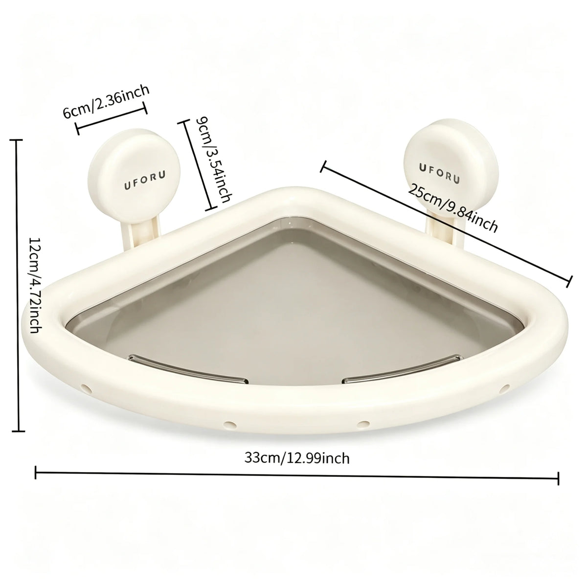 Tool‑Free Installation Triangle Shower Caddy, Suction Wall Corner Organizer with Drain Hole for Bathroom Tub & Kitchen Counter