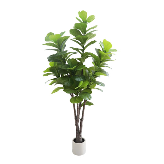 Lifelike Artificial Fiddle Leaf Fig Tree 6FT with Tall Exquisite Planter Faux Ficus Lyrata Fake Floor Plant with Lifelike Leaves& Pebbles, for Outdoor Indoor Home Office, Living Room Decor
