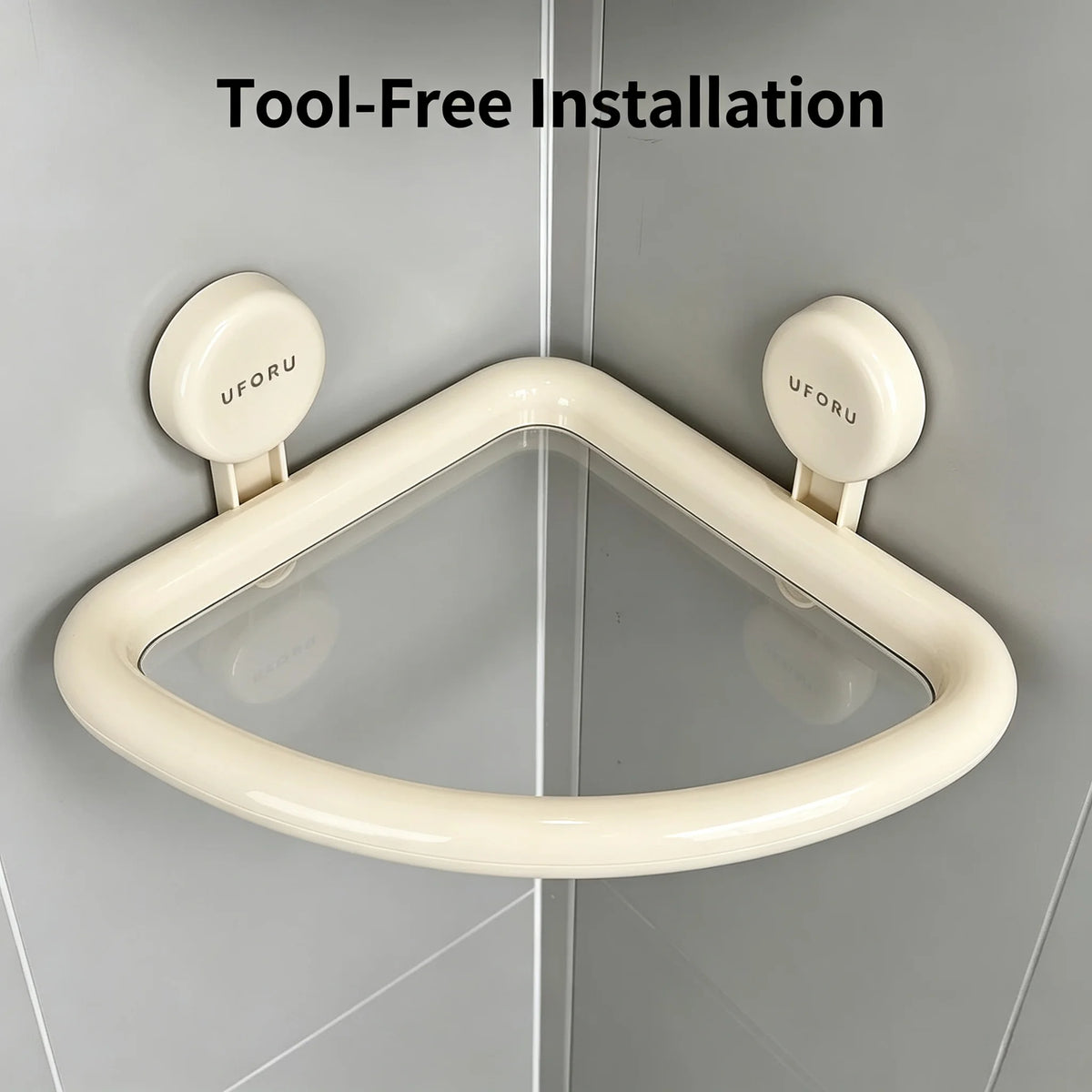 Tool‑Free Installation Triangle Shower Caddy, Suction Wall Corner Organizer with Drain Hole for Bathroom Tub & Kitchen Counter