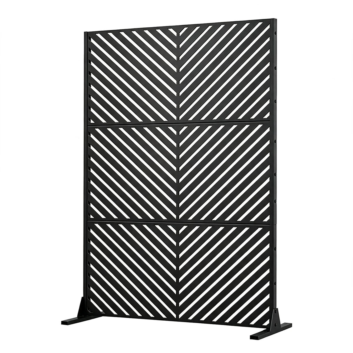 78 X 48 in Freestanding Metal Outdoor Privacy Screen, Decorative Steel Fence Panel With Stand For Patio Garden Balcony AC Trash Can Cover