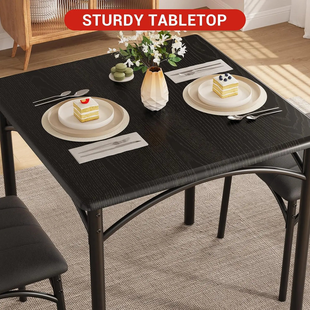 Garvee Square Dining Table ordic Luxury Style Modern Dining Table Legs Space Home Furniture Compact Breakfast Nook Table for Apartment Dining Room