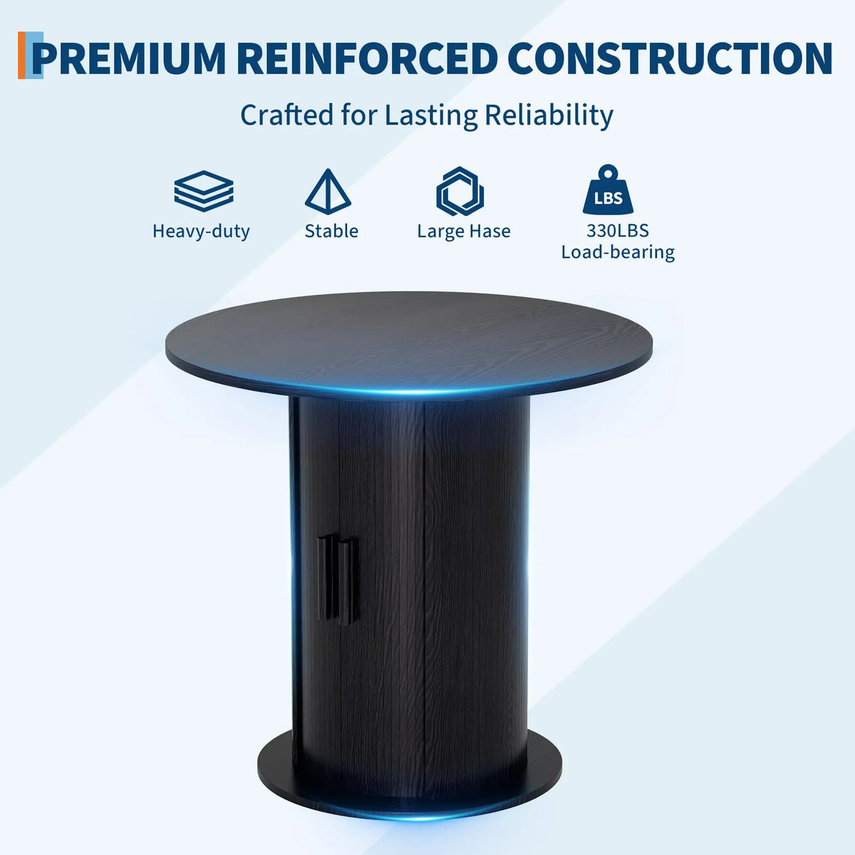 31.5" Round Dining Table for 2 with Hidden Storage | Compact Pedestal Kitchen Table with Sliding Doors for Small Spaces,Dining Room, Kitchen