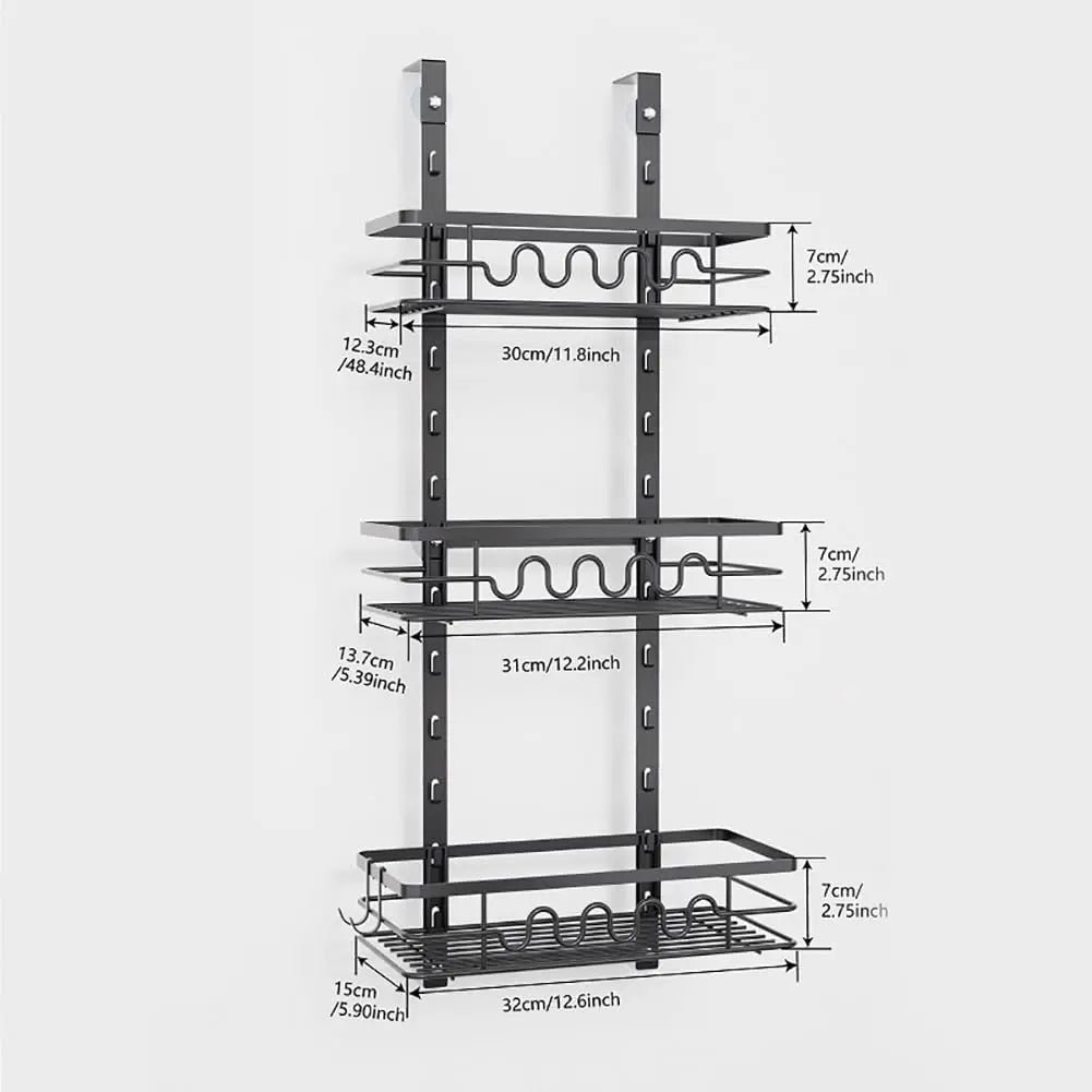 Heavy-Duty Over-the-Door Organizer Rack – 4-Tier Metal Hanging Shelf for Bathroom, Kitchen, or Pantry – Space-Saving Wall Mounted Storage for Spices, Cans, or Accessories