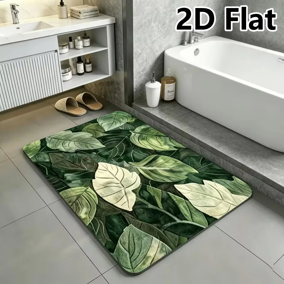Thick Diatom Mud Bath Mat, Absorbent Non-Slip Bathroom Floor Rug with Rubber Bottom for Toilet, Kitchen and Doorway