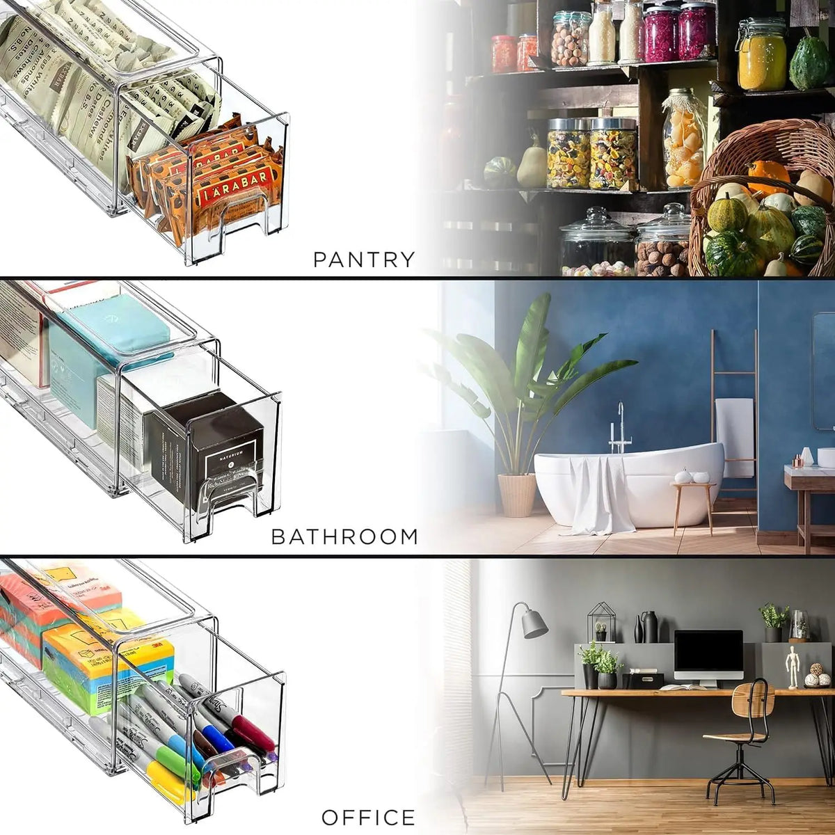 Sorbus Clear Storage Drawers for Refrigerator with Handles