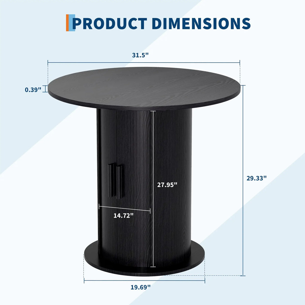 31.5" Round Dining Table for 2 with Hidden Storage | Compact Pedestal Kitchen Table with Sliding Doors for Small Spaces,Dining Room, Kitchen