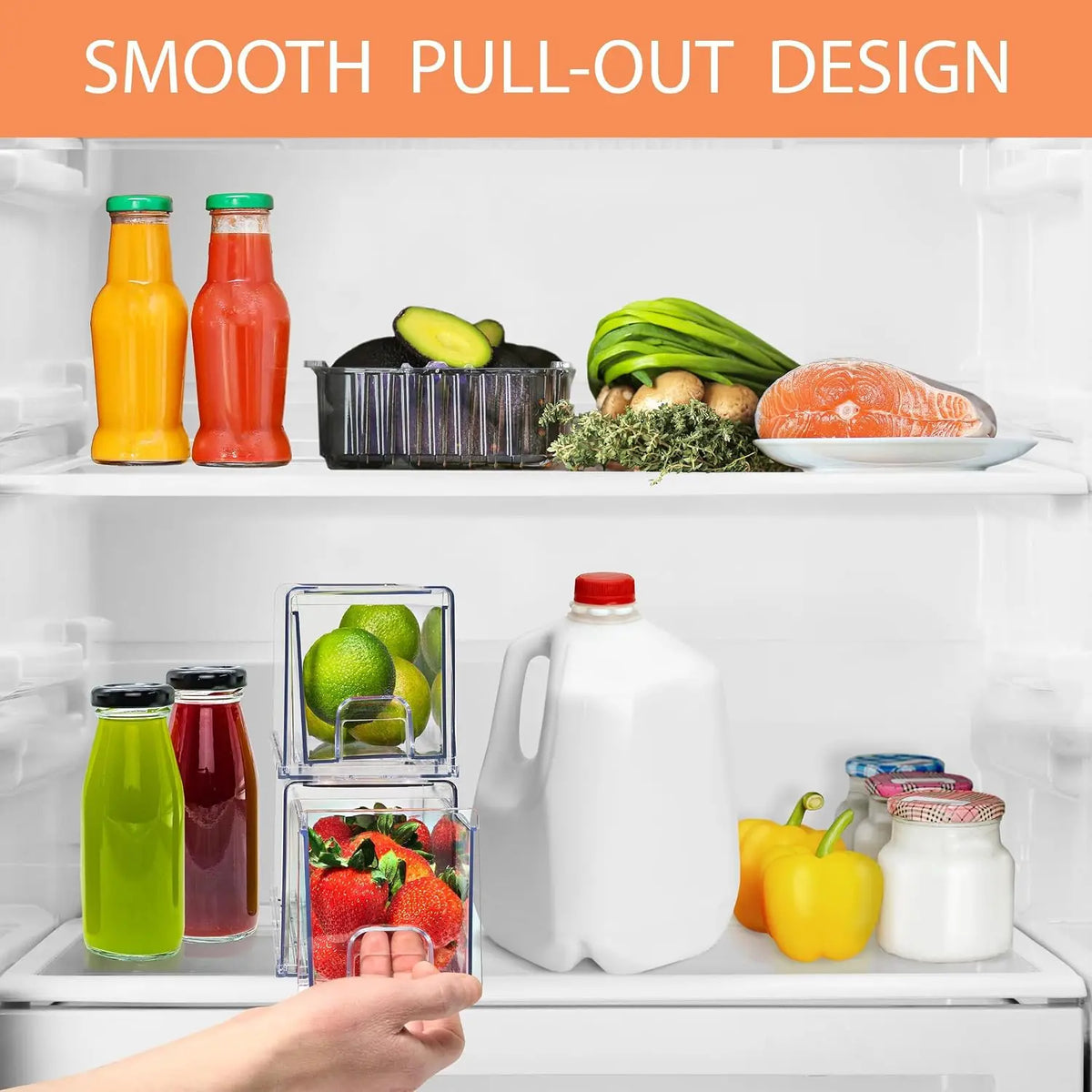 Sorbus Clear Storage Drawers for Refrigerator with Handles