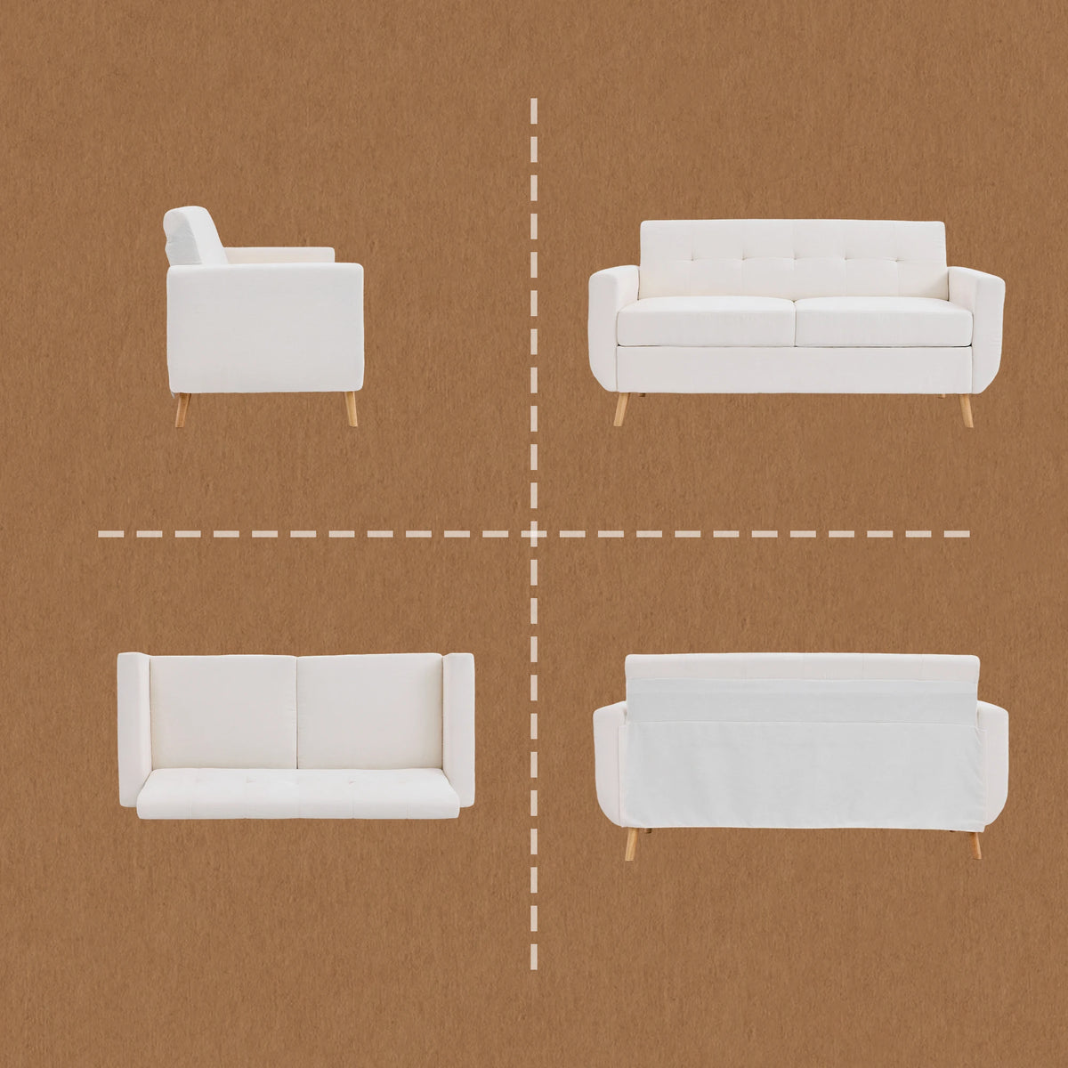 WELAX 65 Inch Loveseat Sofa, Modern 2-Seater Couch with Button Tufted Upholstery, Solid Wood Legs, Small Comfy Sofa for Living Room, Apartment