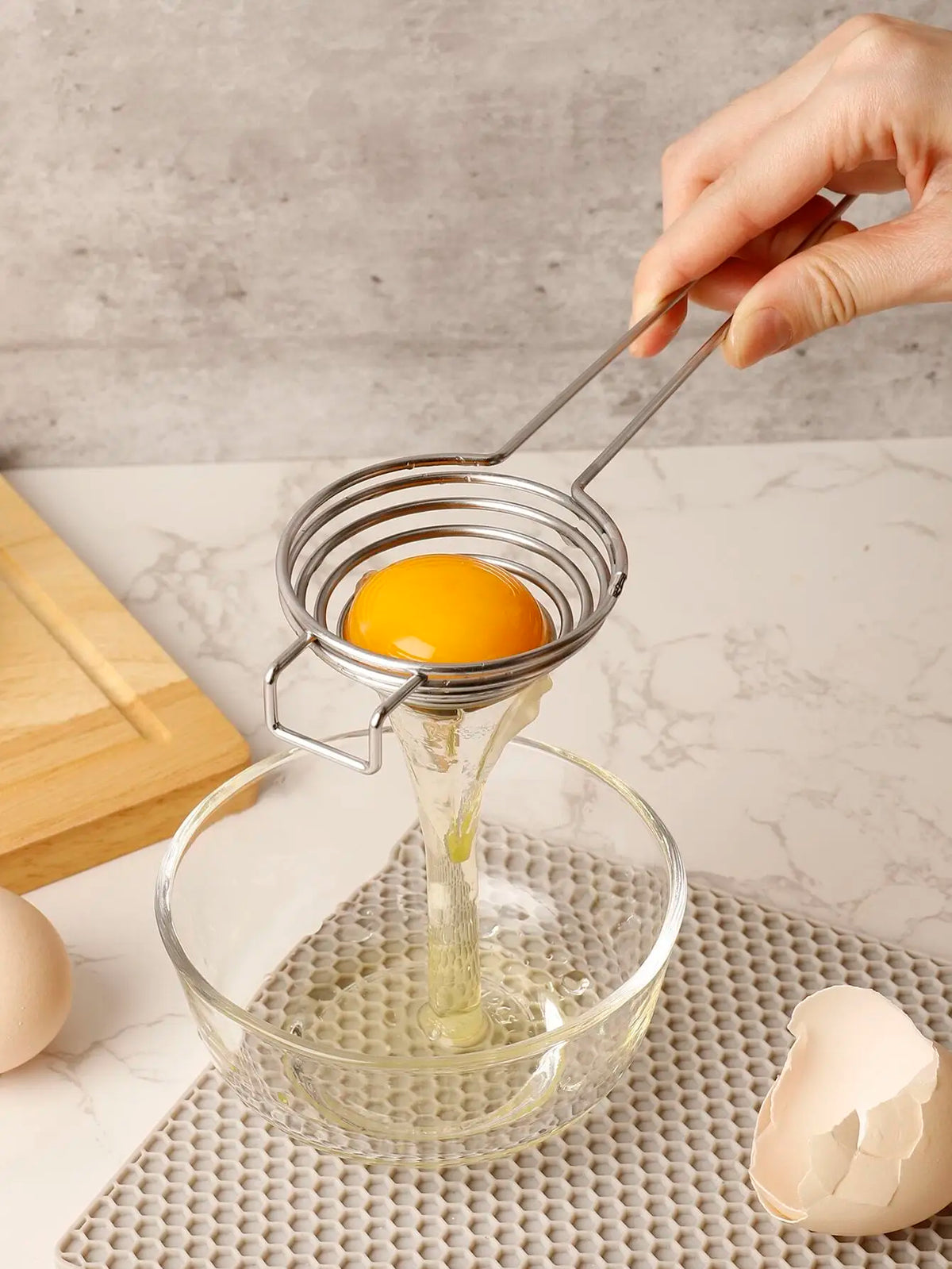 1pc Stainless Steel Egg Separator, Easy Yolk & Egg White Separator, Anti-Scald Handle, Baking & Breakfast Tool, Easy To Clean & Durable sh2110284661854148