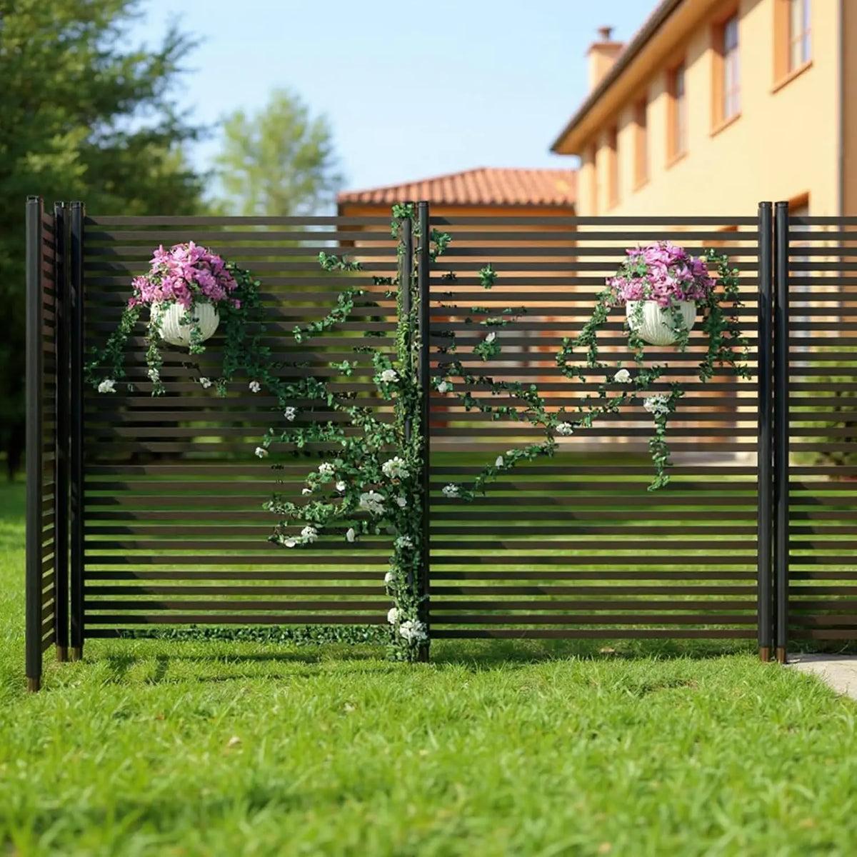 2/3-Pack Expandable PE Coated Metal Garden FenceD  waterproof & UV resistant for all weather. Easy quick assembly, hides AC units Outdoor Privacy