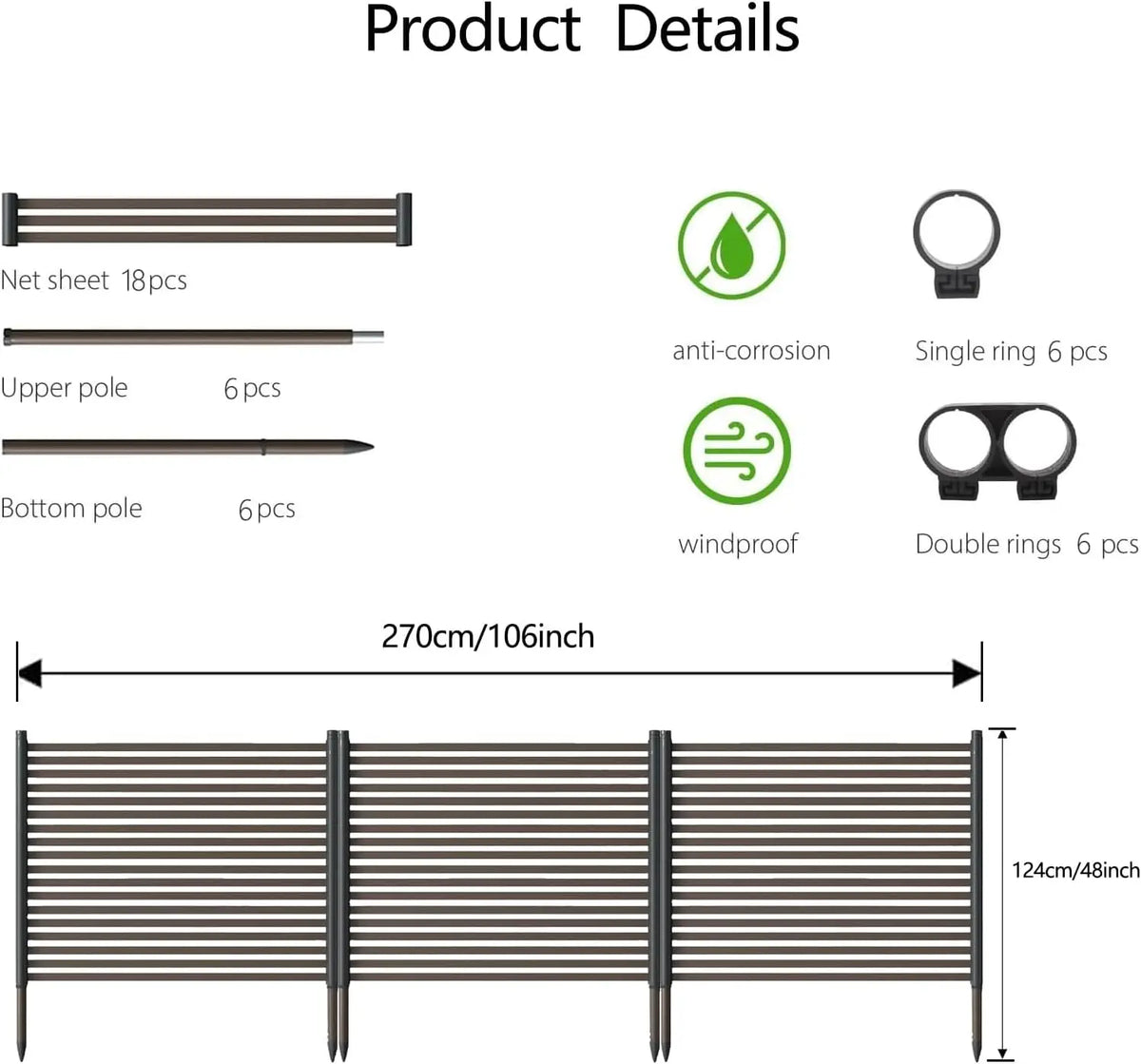 2/3-Pack Expandable PE Coated Metal Garden FenceD  waterproof & UV resistant for all weather. Easy quick assembly, hides AC units Outdoor Privacy