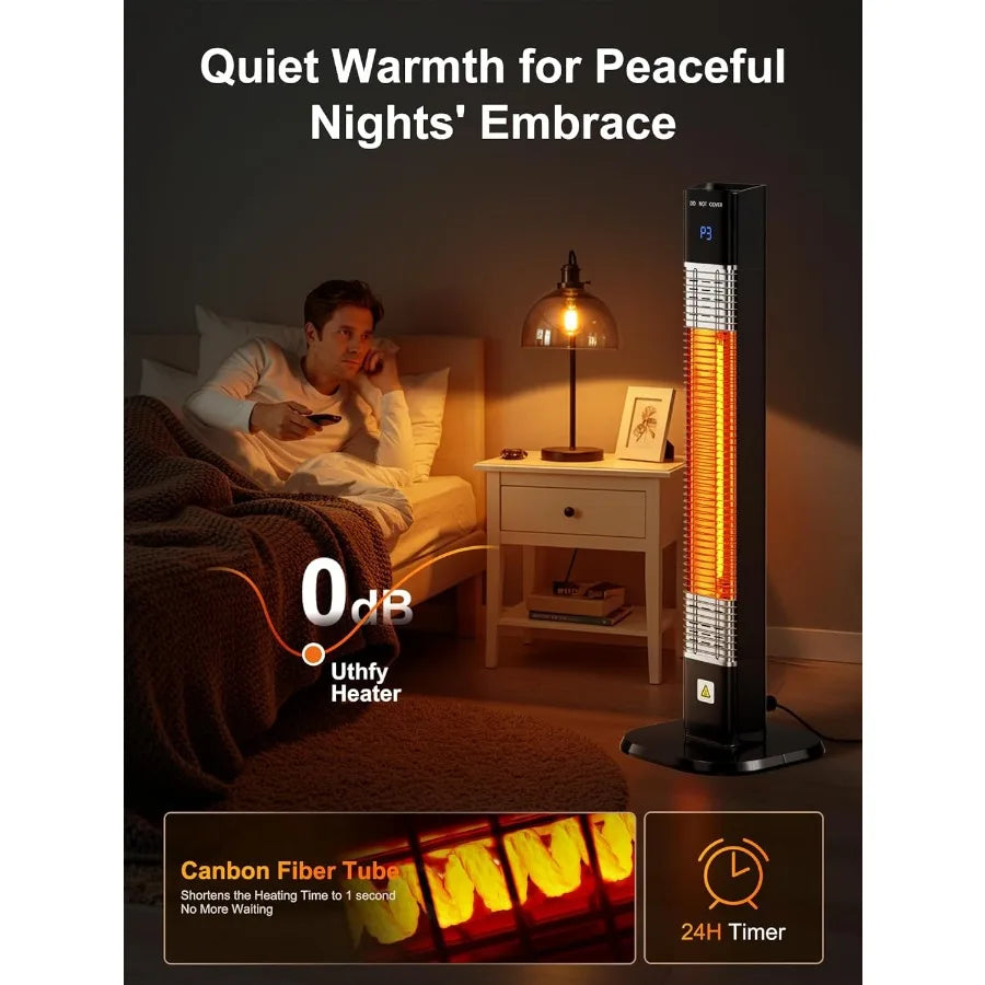 Electric Outdoor Patio Heater1500W Infrared Heater with 24H Timer Remote Waterproof Quiet Portable Space Heater for Large Room