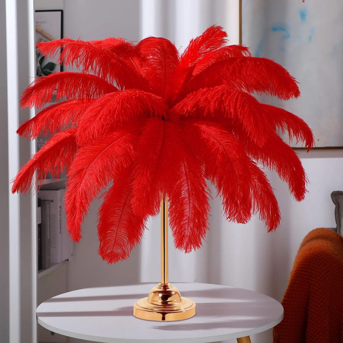 Wholesale 100PCS Red White Ostrich Feathers 15-35CM Natural Plumes for Wedding Party Table Center Decor Home Decor DIY Crafts