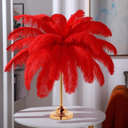 Wholesale 100PCS Red White Ostrich Feathers 15-35CM Natural Plumes for Wedding Party Table Center Decor Home Decor DIY Crafts