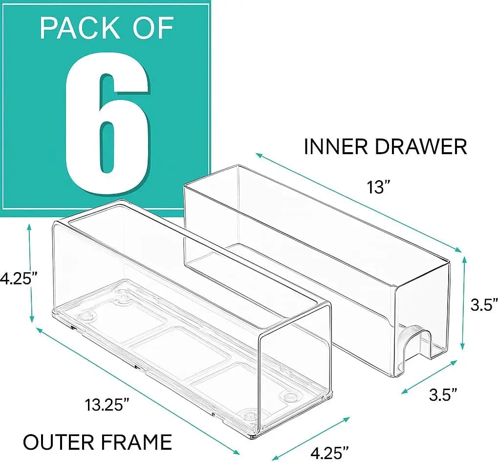 Sorbus Clear Storage Drawers for Refrigerator with Handles