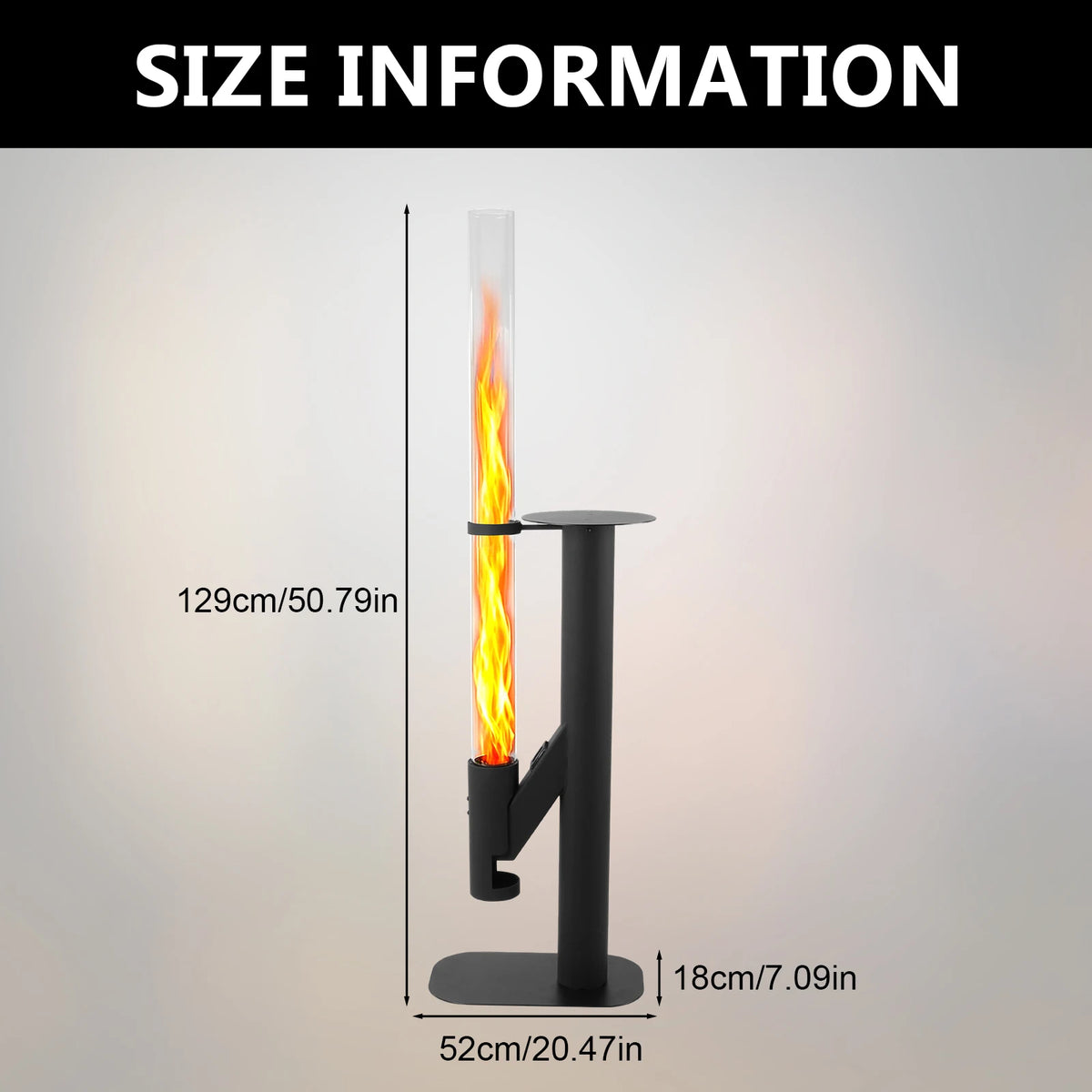 50.79in Patio Heater Wood Stove with Glass Tube Modern Outdoor Fireplace with Table for Porch Party RV Tailgating Camping