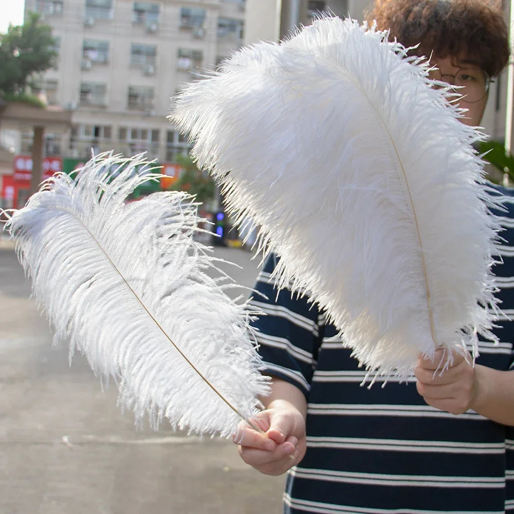 Wholesale 100PCS Red White Ostrich Feathers 15-35CM Natural Plumes for Wedding Party Table Center Decor Home Decor DIY Crafts