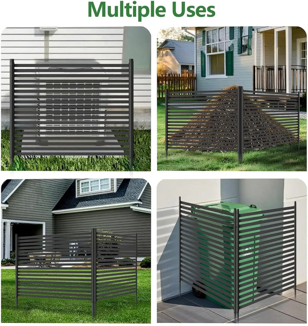 2/3-Pack Expandable PE Coated Metal Garden FenceD  waterproof & UV resistant for all weather. Easy quick assembly, hides AC units Outdoor Privacy